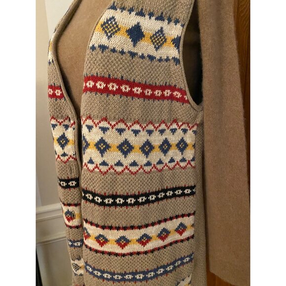 VTG Southwestern Knit Sweater Vest Womens Med Fringe Festival Indie Rock Western - Picture 2 of 13